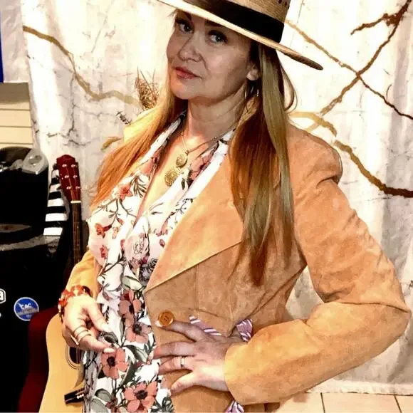 Sharon Young Orange Genuine Suede Western Cowgirl Jacket, size M - Picture 3 of 6